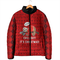 Sloth Chill Out Christmas Padded Jacket Xmas Holiday Patterns - Wonder Print Shop