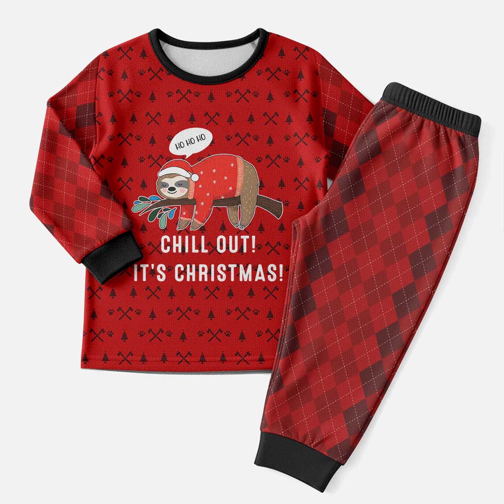Sloth Chill Out Christmas Pajama Set Xmas Holiday Patterns - Wonder Print Shop