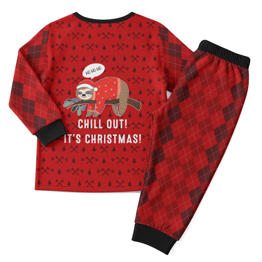 Sloth Chill Out Christmas Pajama Set Xmas Holiday Patterns - Wonder Print Shop