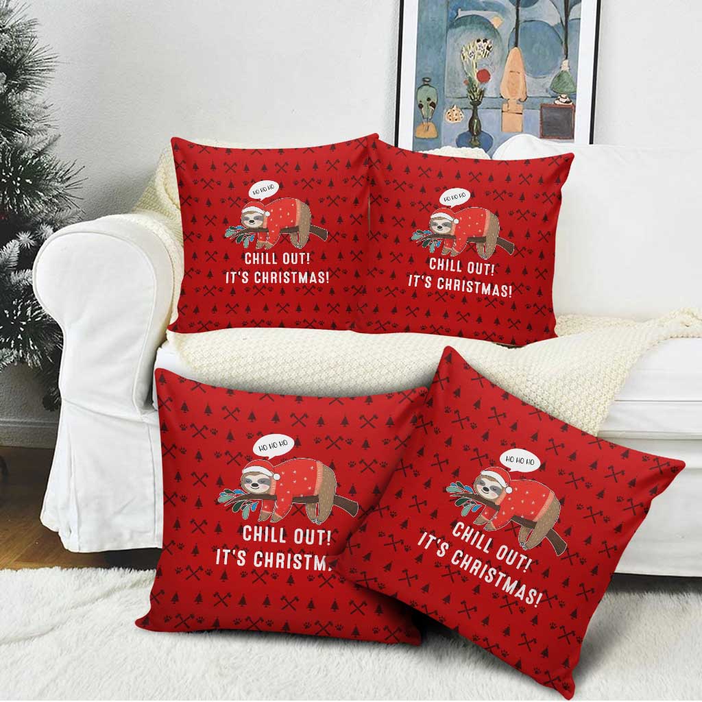 Sloth Chill Out Christmas Pillow Cover Xmas Holiday Patterns - Wonder Print Shop