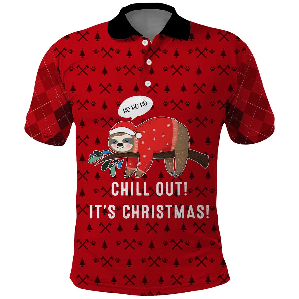 Sloth Chill Out Christmas Polo Shirt Xmas Holiday Patterns - Wonder Print Shop