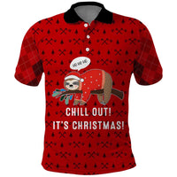 Sloth Chill Out Christmas Polo Shirt Xmas Holiday Patterns - Wonder Print Shop