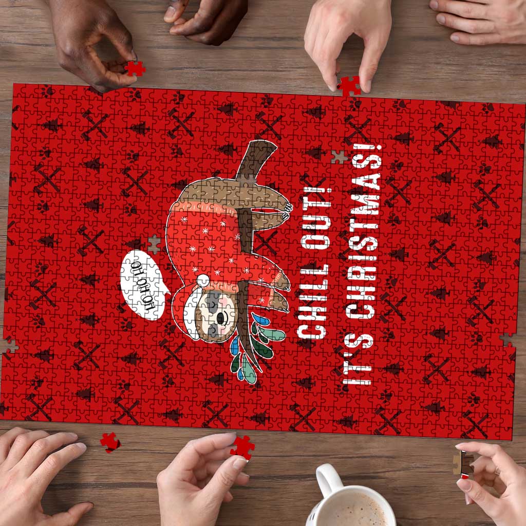 Sloth Chill Out Christmas Puzzle Xmas Holiday Patterns - Wonder Print Shop