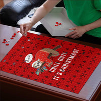 Sloth Chill Out Christmas Puzzle Xmas Holiday Patterns - Wonder Print Shop