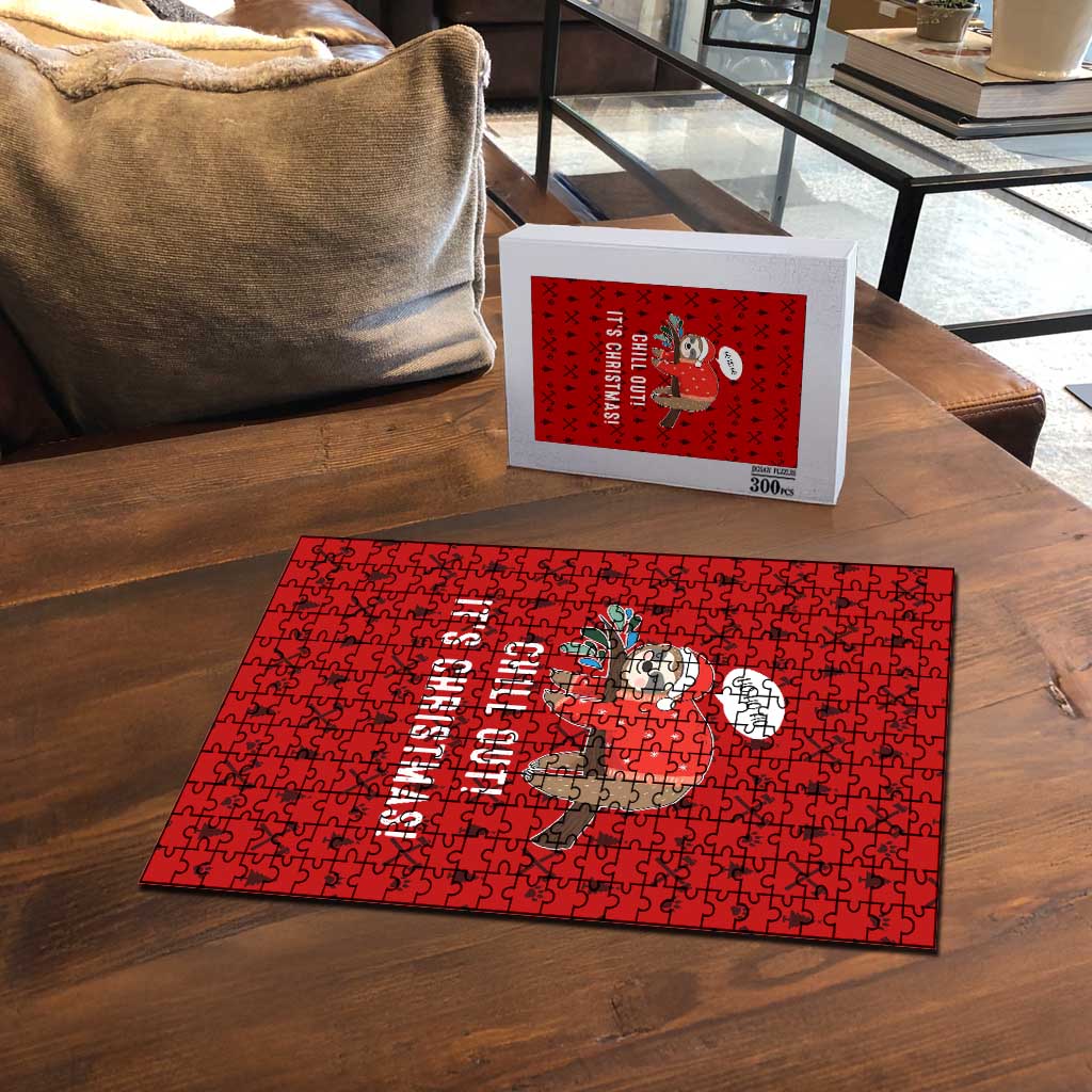 Sloth Chill Out Christmas Puzzle Xmas Holiday Patterns - Wonder Print Shop