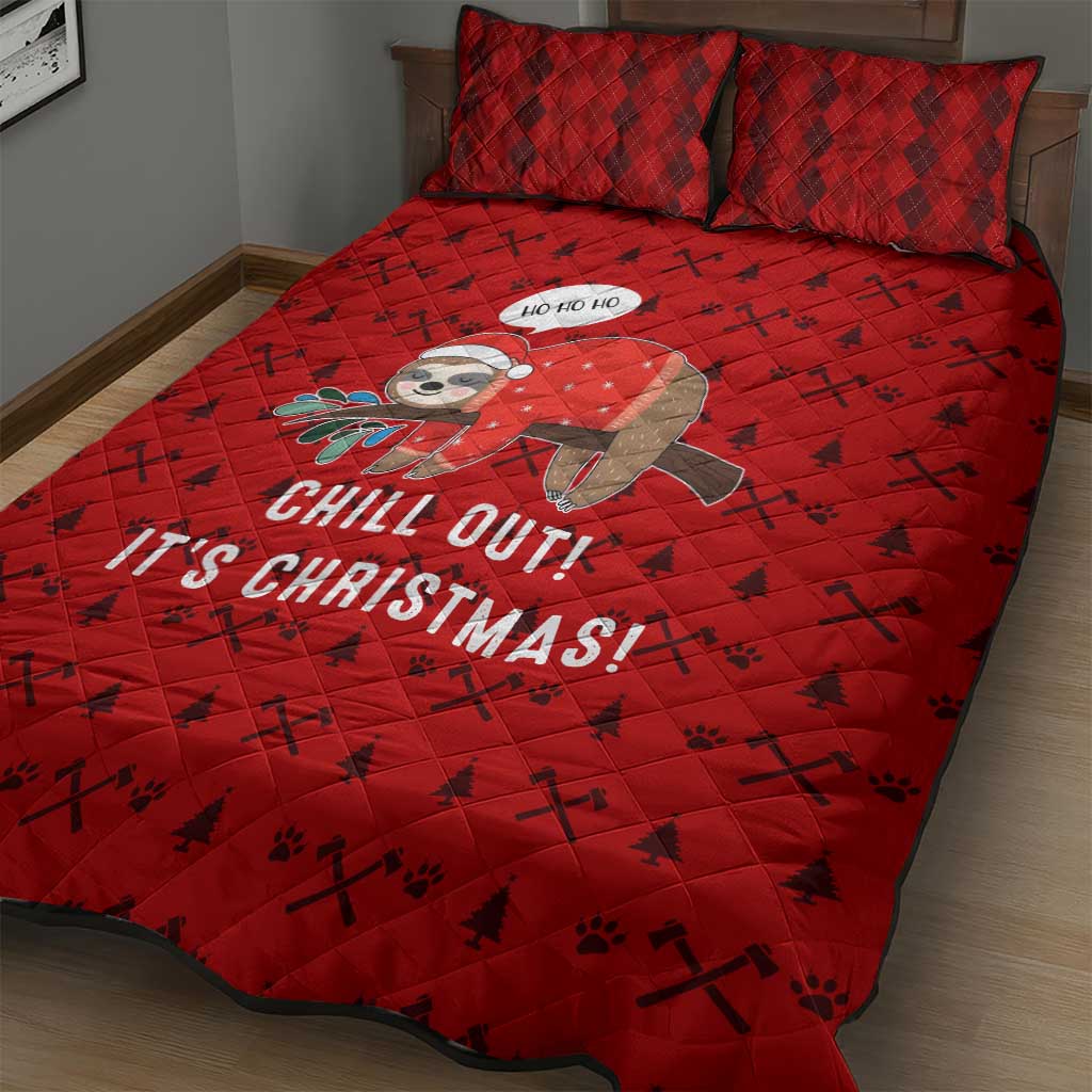 Sloth Chill Out Christmas Quilt Bed Set Xmas Holiday Patterns - Wonder Print Shop