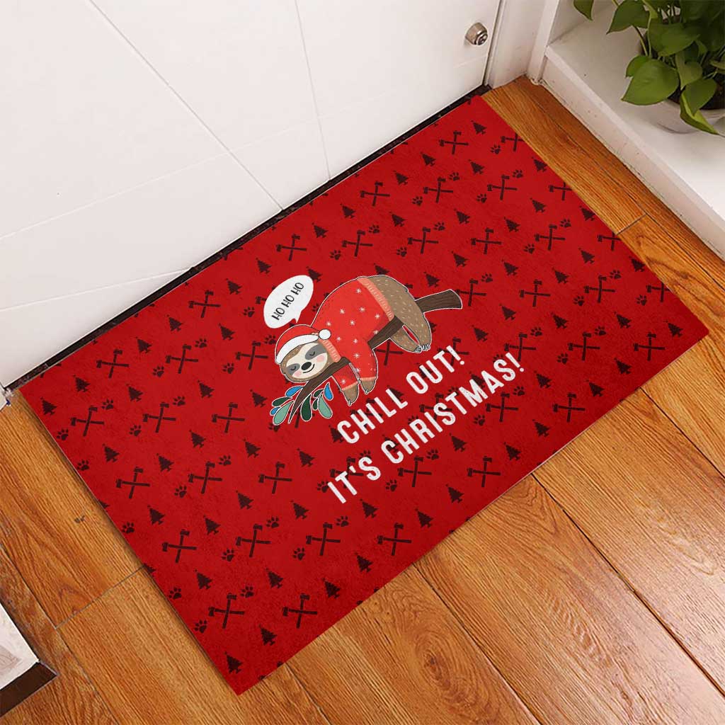 Sloth Chill Out Christmas Rubber Doormat Xmas Holiday Patterns - Wonder Print Shop