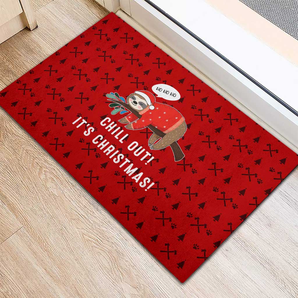 Sloth Chill Out Christmas Rubber Doormat Xmas Holiday Patterns - Wonder Print Shop