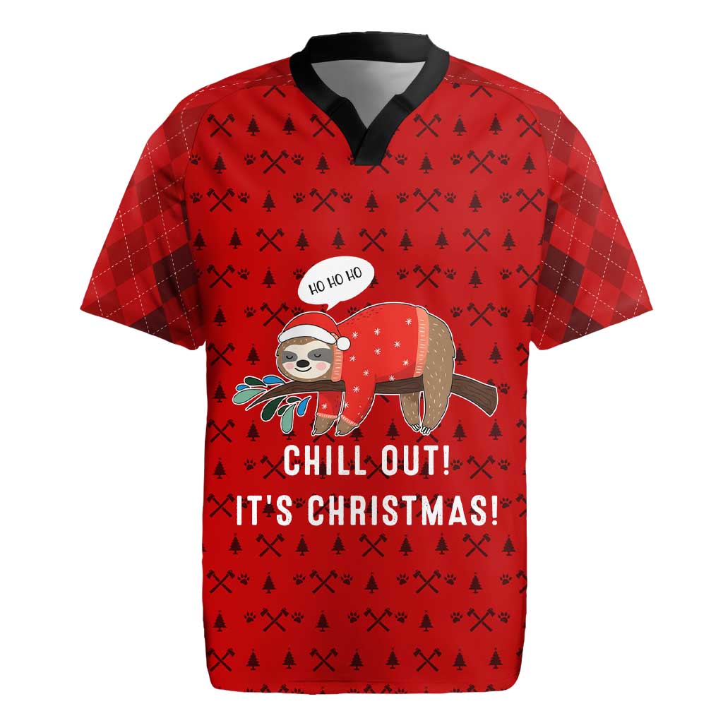 Sloth Chill Out Christmas Rugby Jersey Xmas Holiday Patterns - Wonder Print Shop
