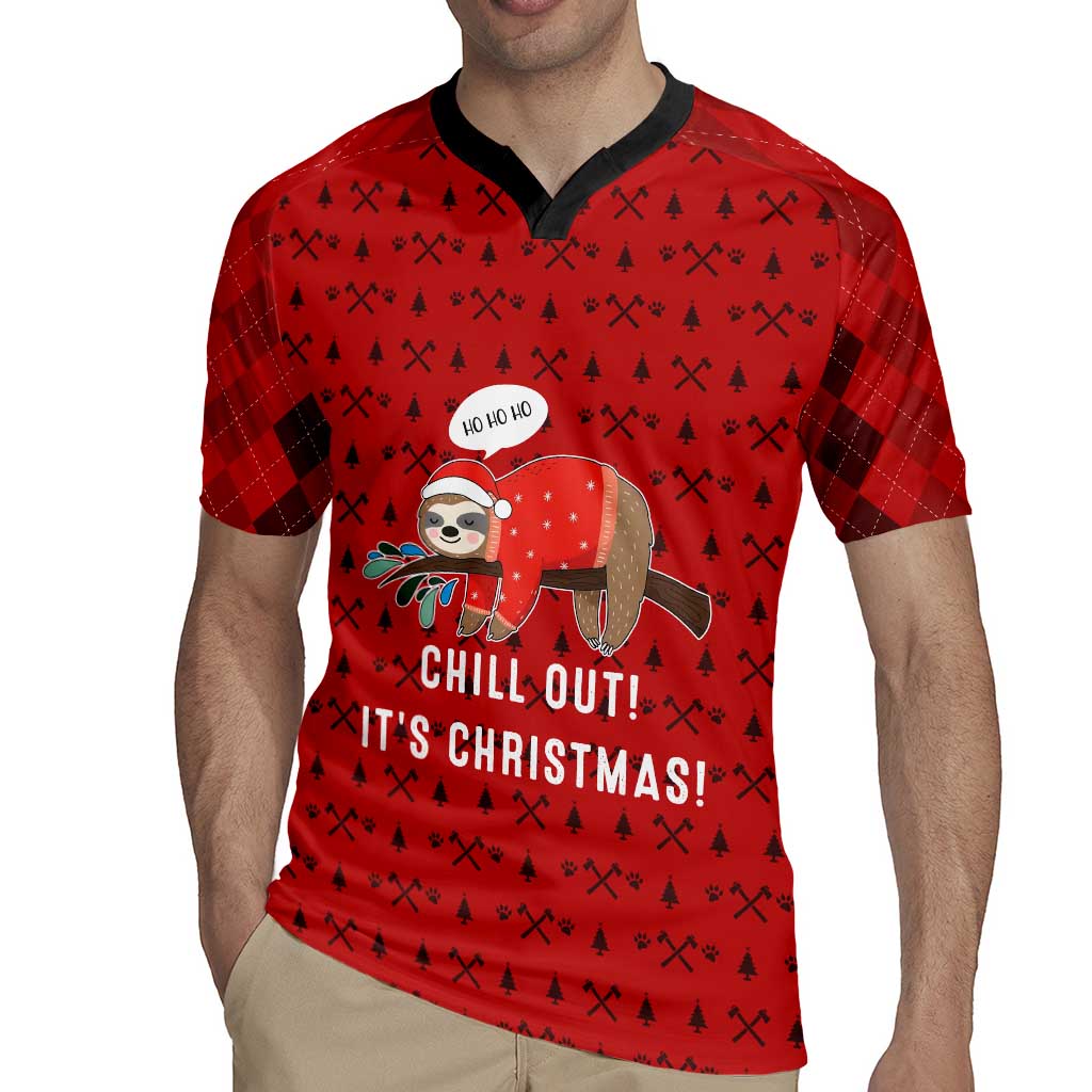 Sloth Chill Out Christmas Rugby Jersey Xmas Holiday Patterns - Wonder Print Shop