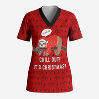 Sloth Chill Out Christmas Scrub Top Xmas Holiday Patterns - Wonder Print Shop