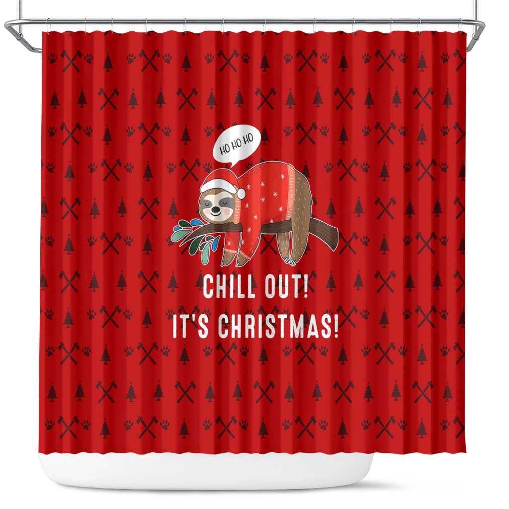 Sloth Chill Out Christmas Shower Curtain Xmas Holiday Patterns - Wonder Print Shop