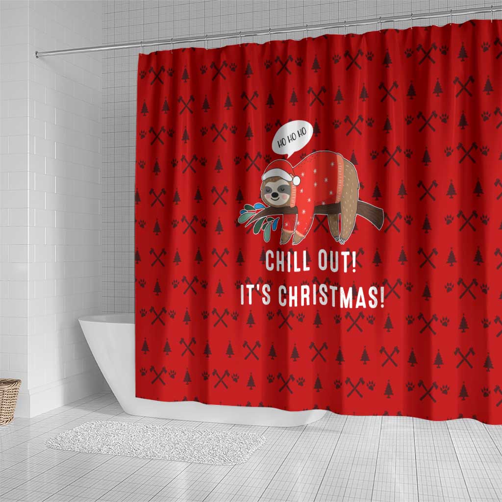 Sloth Chill Out Christmas Shower Curtain Xmas Holiday Patterns - Wonder Print Shop