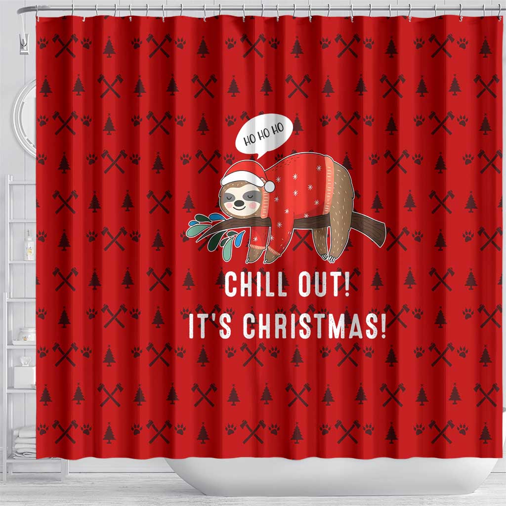 Sloth Chill Out Christmas Shower Curtain Xmas Holiday Patterns - Wonder Print Shop