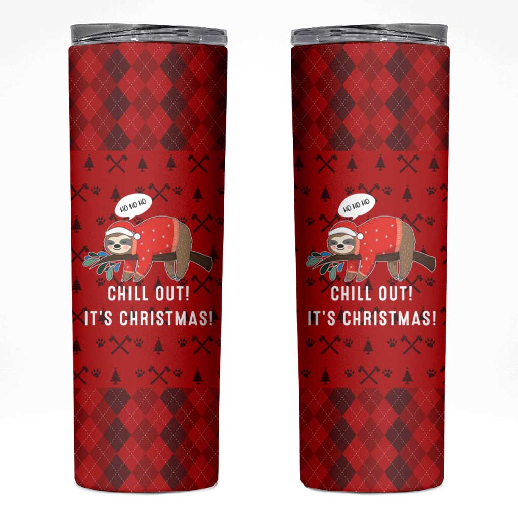 Sloth Chill Out Christmas Skinny Tumbler Xmas Holiday Patterns - Wonder Print Shop