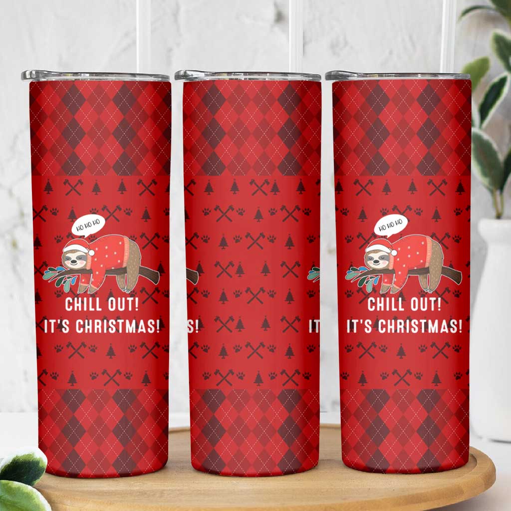 Sloth Chill Out Christmas Skinny Tumbler Xmas Holiday Patterns - Wonder Print Shop