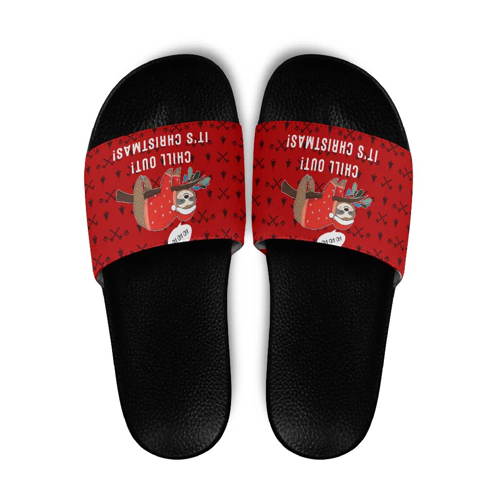 Sloth Chill Out Christmas Slide Sandals Xmas Holiday Patterns - Wonder Print Shop