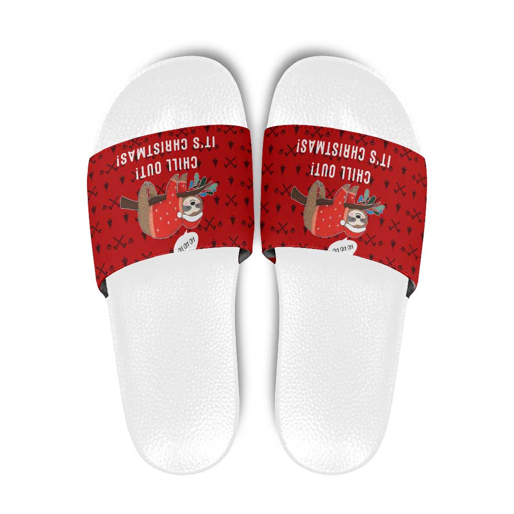 Sloth Chill Out Christmas Slide Sandals Xmas Holiday Patterns - Wonder Print Shop