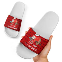 Sloth Chill Out Christmas Slide Sandals Xmas Holiday Patterns - Wonder Print Shop