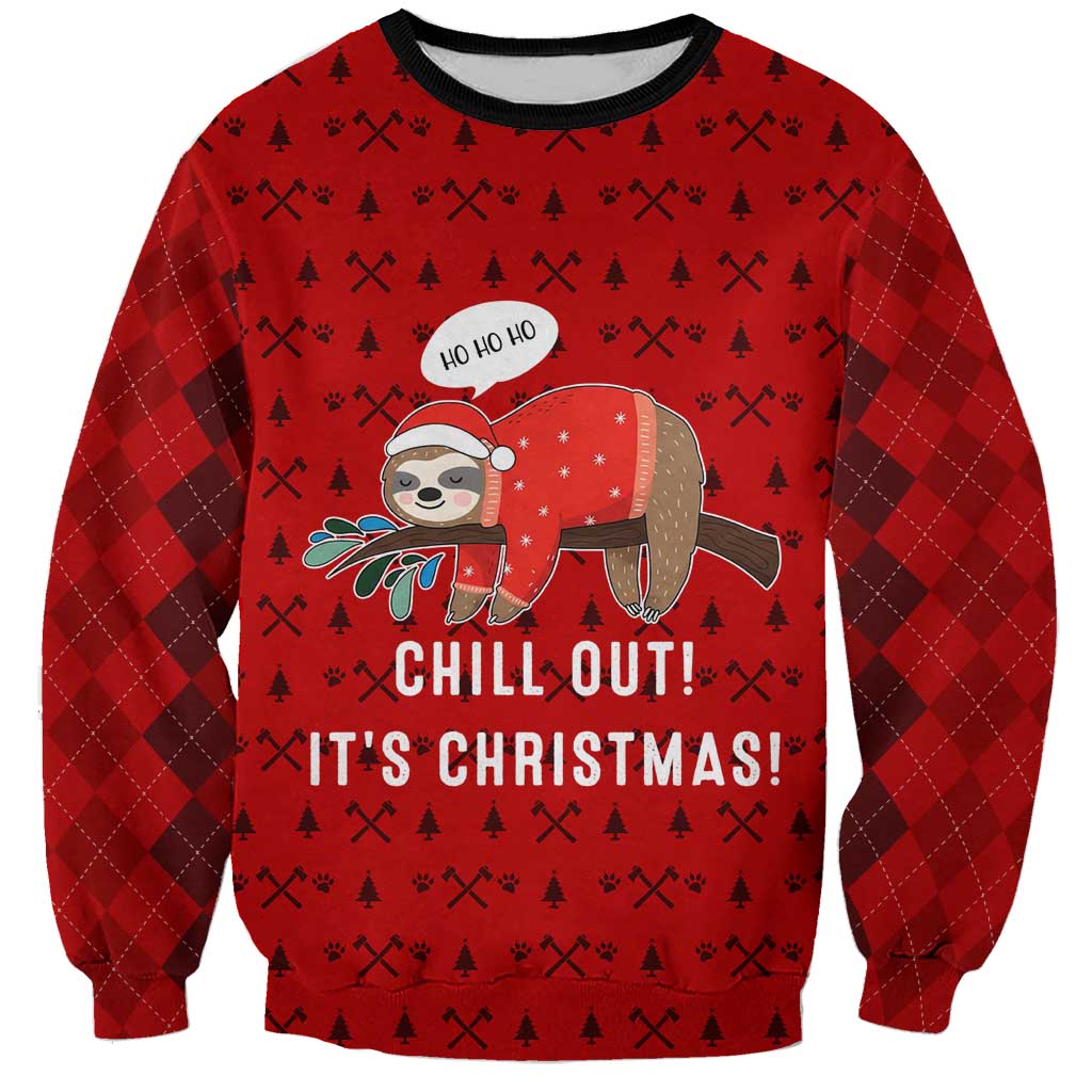 Sloth Chill Out Christmas Sweatshirt Xmas Holiday Patterns - Wonder Print Shop