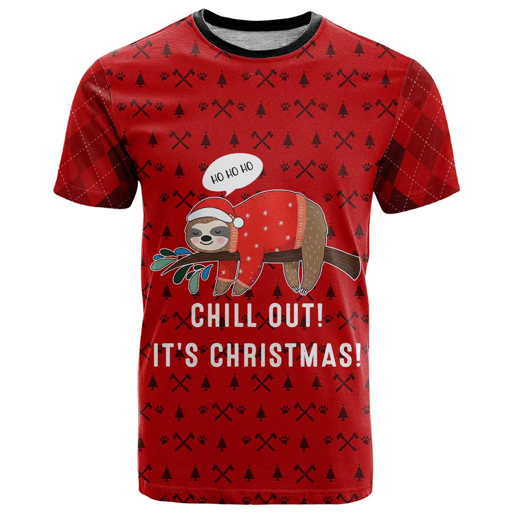 Sloth Chill Out Christmas T Shirt Xmas Holiday Patterns - Wonder Print Shop