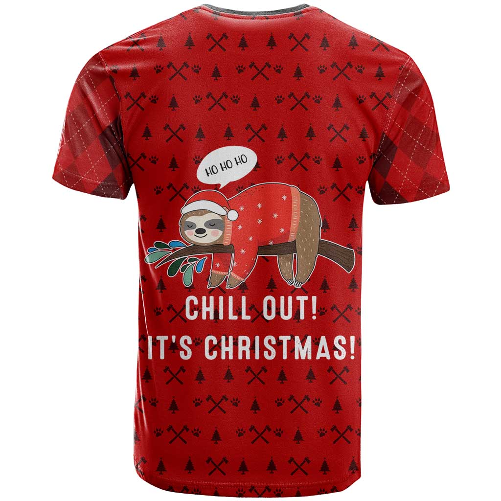 Sloth Chill Out Christmas T Shirt Xmas Holiday Patterns - Wonder Print Shop