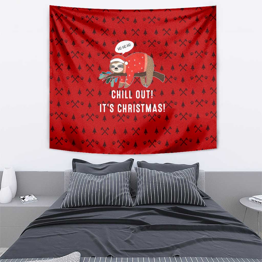 Sloth Chill Out Christmas Tapestry Xmas Holiday Patterns - Wonder Print Shop