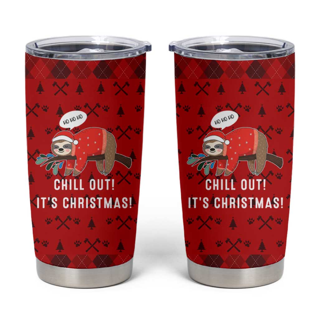 Sloth Chill Out Christmas Tumbler Cup Xmas Holiday Patterns - Wonder Print Shop
