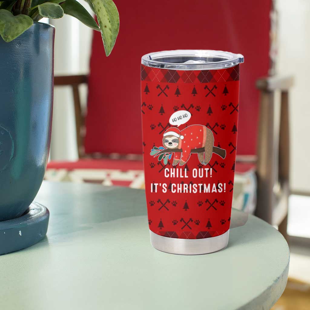 Sloth Chill Out Christmas Tumbler Cup Xmas Holiday Patterns - Wonder Print Shop
