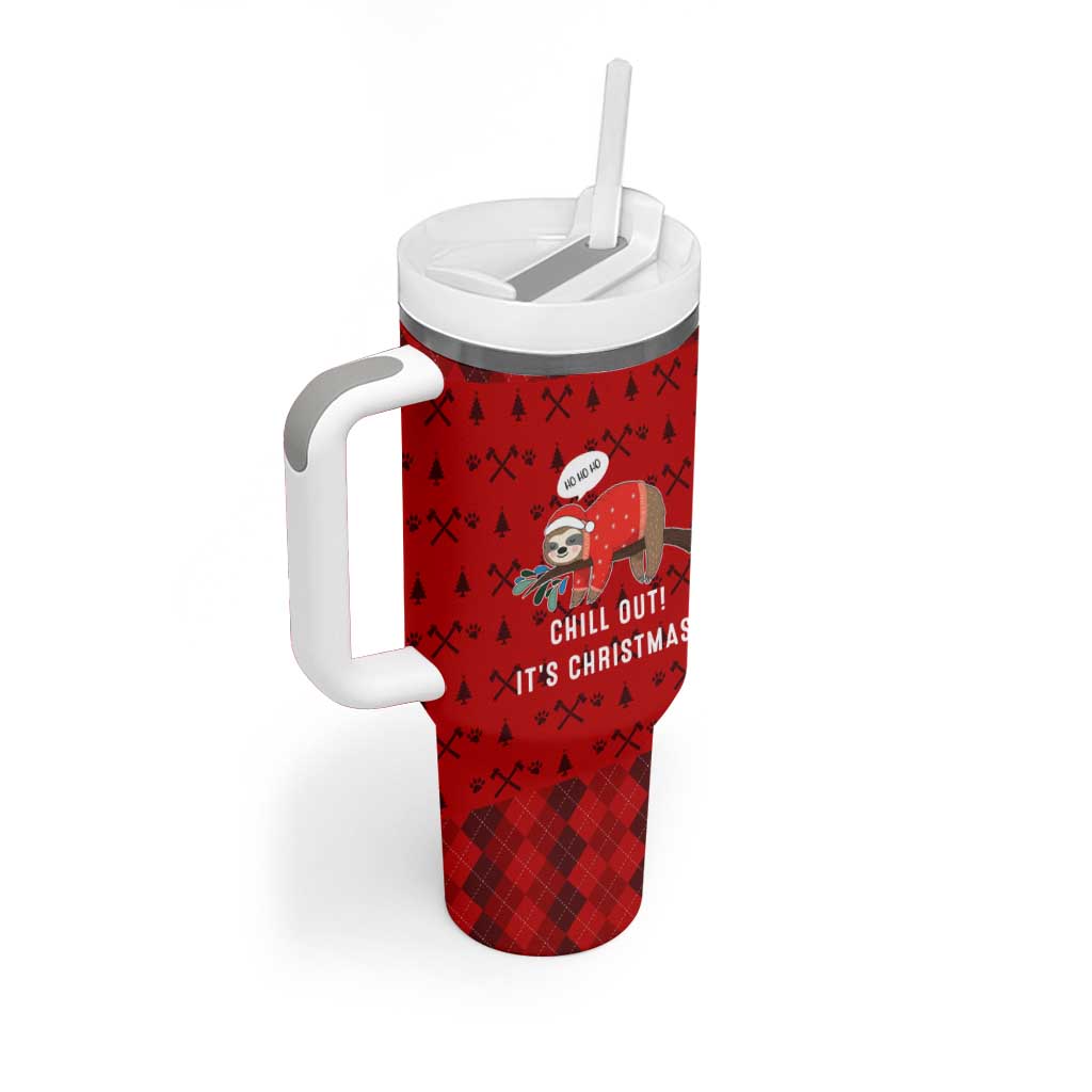Sloth Chill Out Christmas Tumbler With Handle Xmas Holiday Patterns - Wonder Print Shop