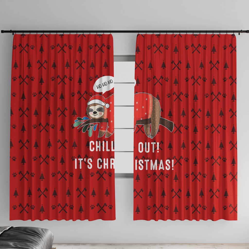 Sloth Chill Out Christmas Window Curtain Xmas Holiday Patterns - Wonder Print Shop