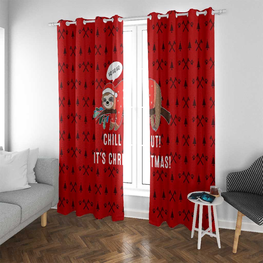 Sloth Chill Out Christmas Window Curtain Xmas Holiday Patterns - Wonder Print Shop