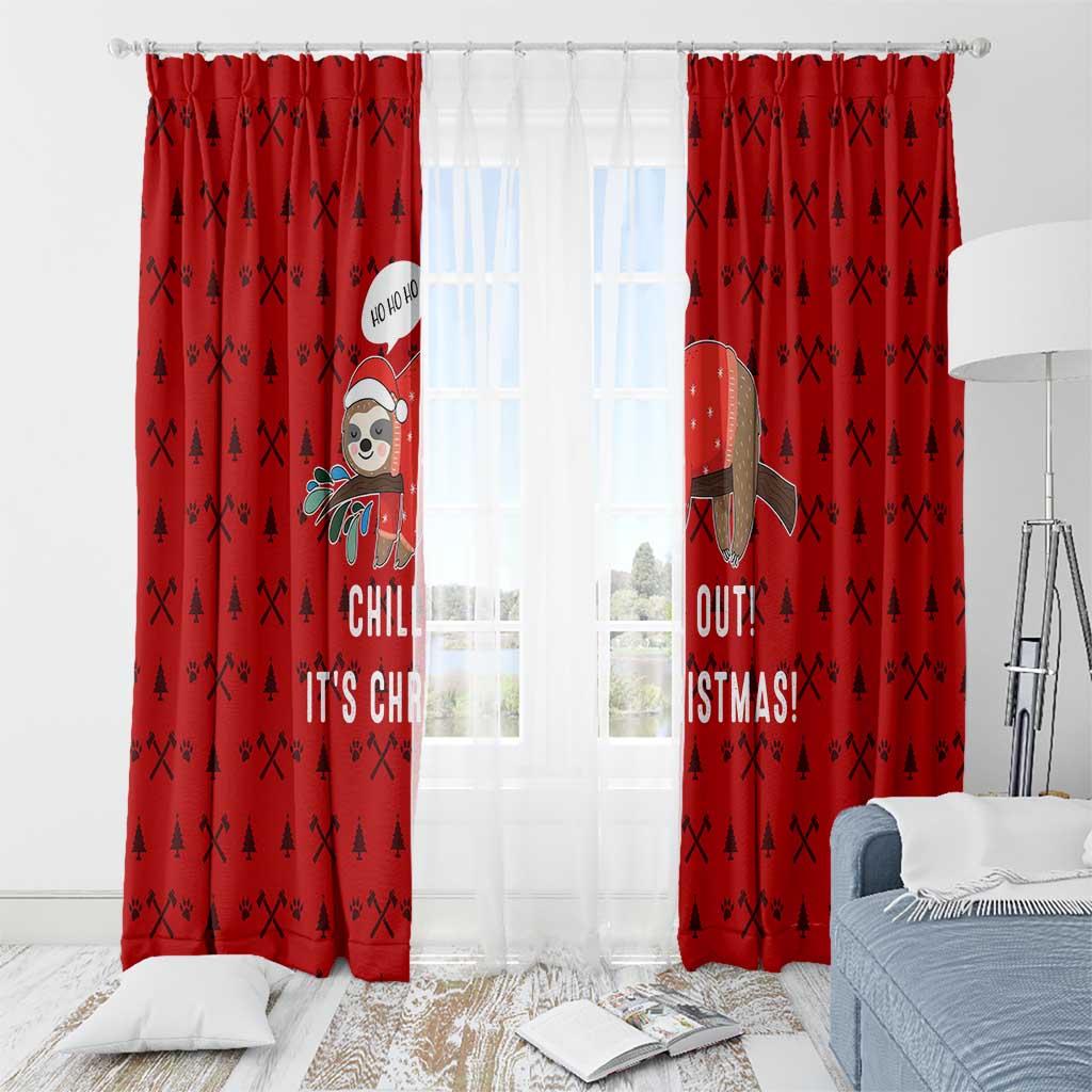 Sloth Chill Out Christmas Window Curtain Xmas Holiday Patterns - Wonder Print Shop