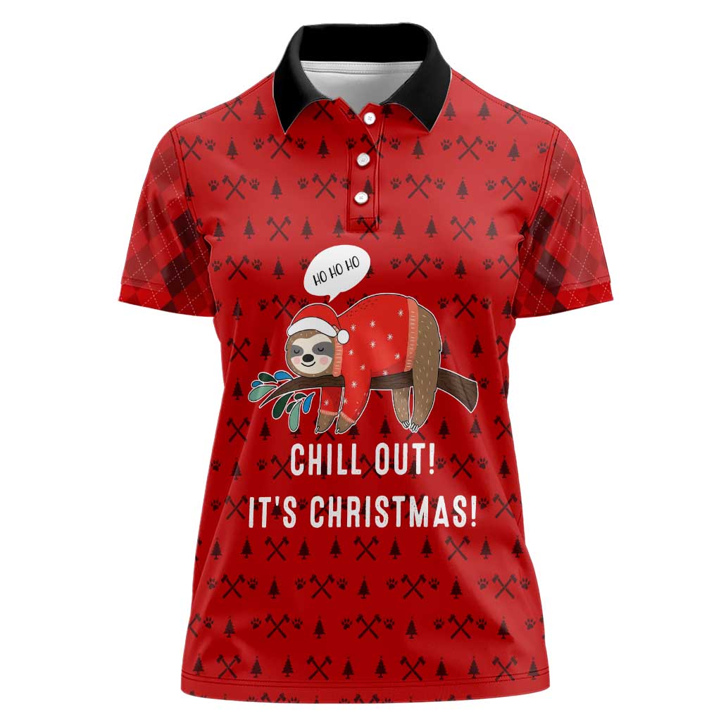 Sloth Chill Out Christmas Women Polo Shirt Xmas Holiday Patterns - Wonder Print Shop