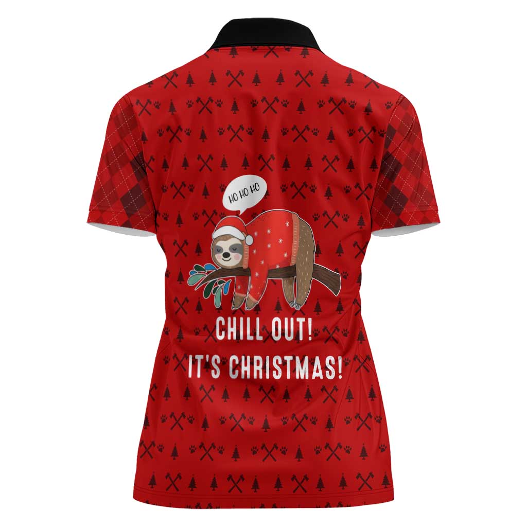 Sloth Chill Out Christmas Women Polo Shirt Xmas Holiday Patterns - Wonder Print Shop