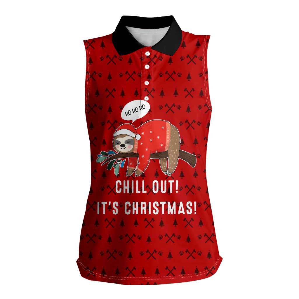 Sloth Chill Out Christmas Women Sleeveless Polo Shirt Xmas Holiday Patterns - Wonder Print Shop