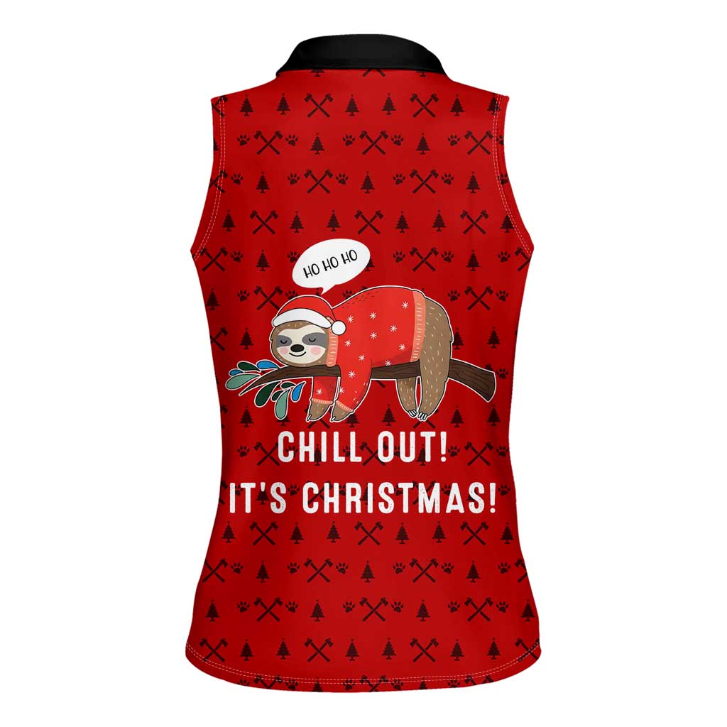 Sloth Chill Out Christmas Women Sleeveless Polo Shirt Xmas Holiday Patterns - Wonder Print Shop