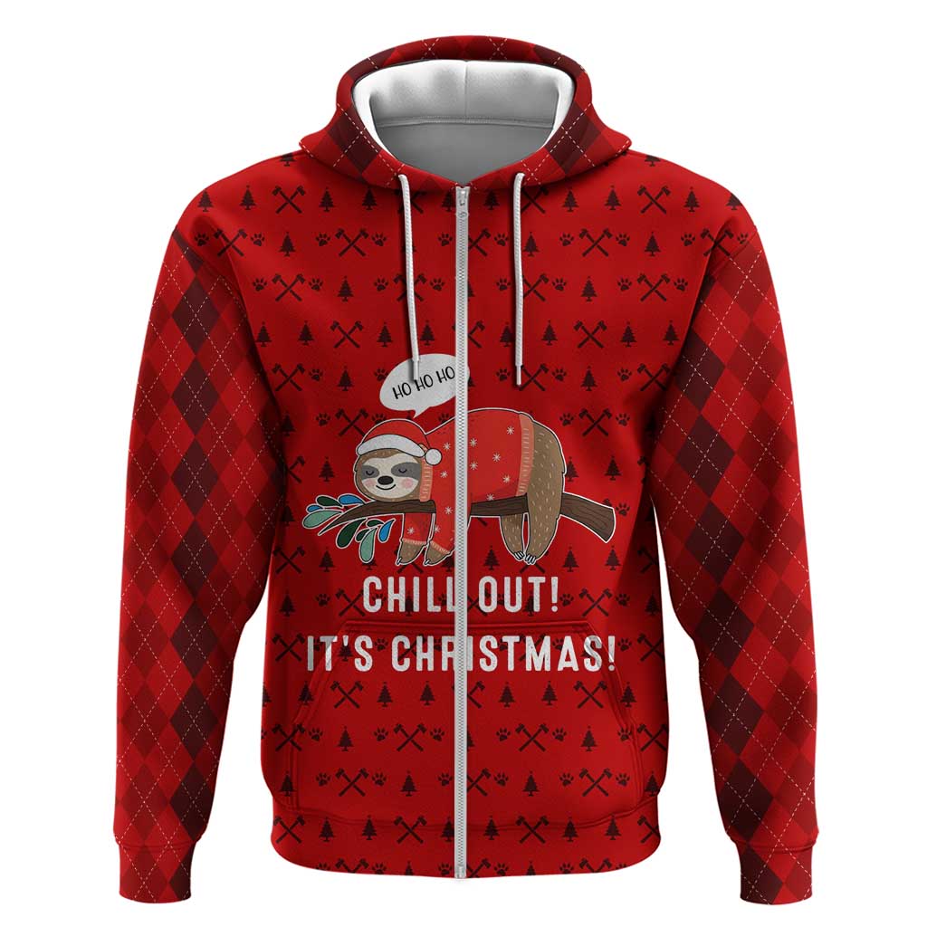 Sloth Chill Out Christmas Zip Hoodie Xmas Holiday Patterns - Wonder Print Shop