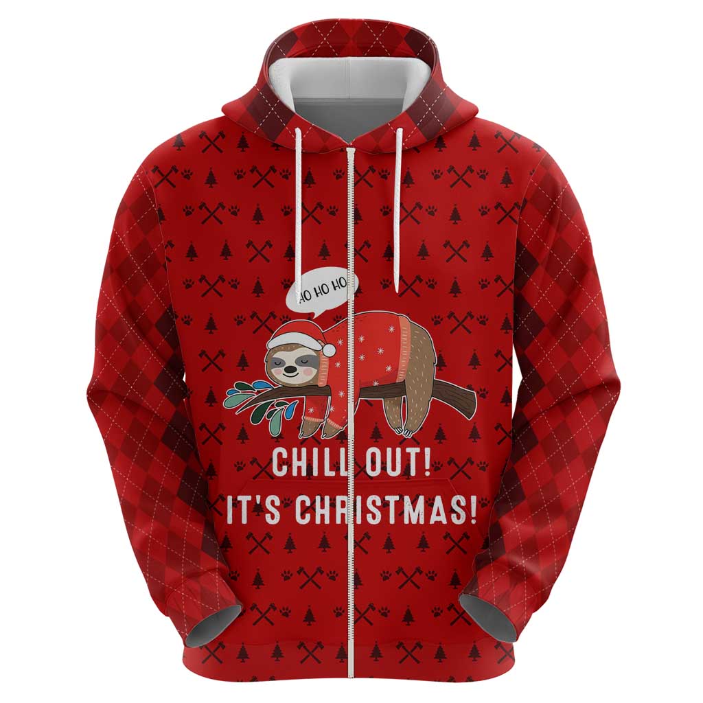 Sloth Chill Out Christmas Zip Hoodie Xmas Holiday Patterns - Wonder Print Shop