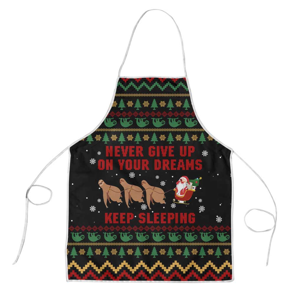 Sloth Keep Sleeping Christmas Apron Xmas Holiday Patterns - Wonder Print Shop