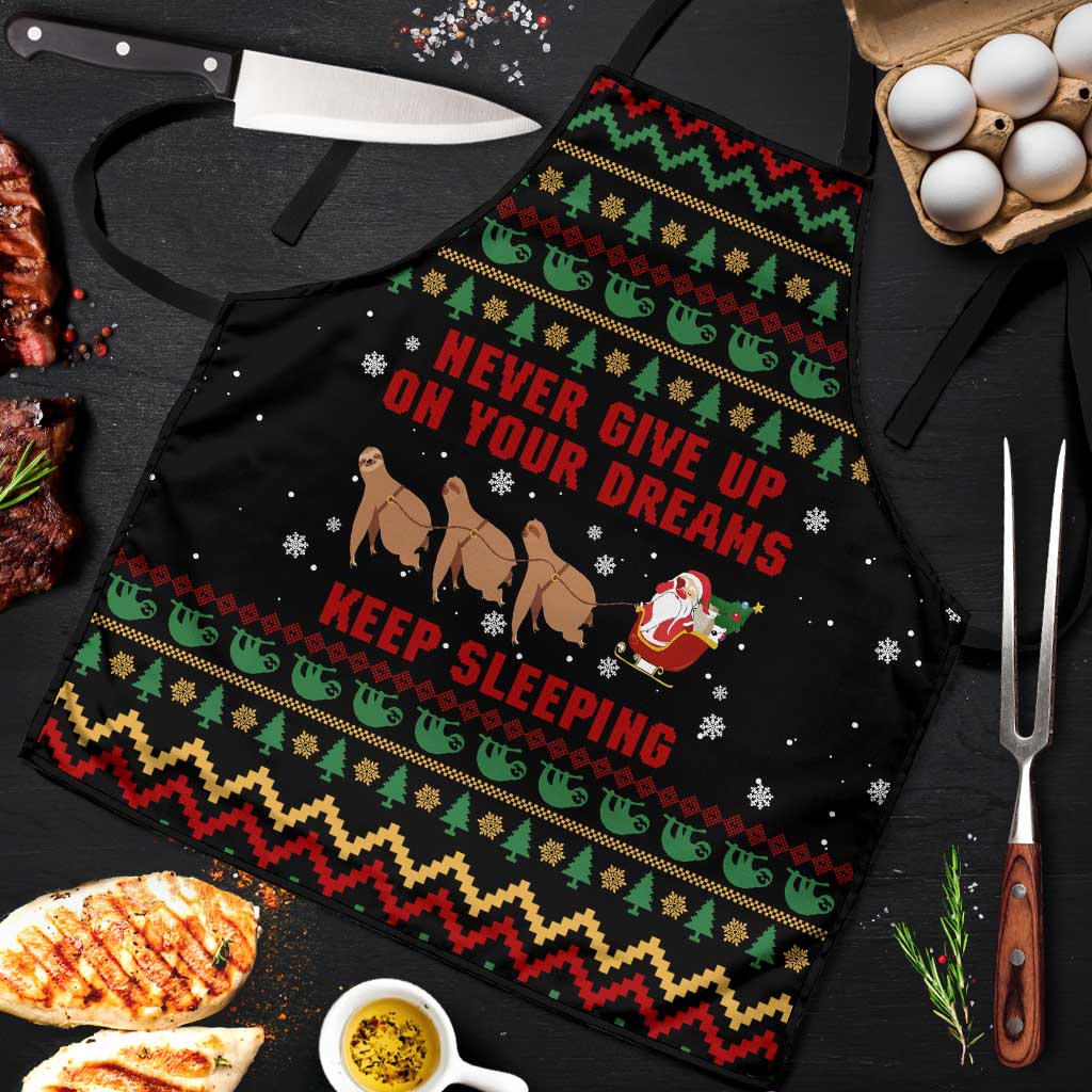 Sloth Keep Sleeping Christmas Apron Xmas Holiday Patterns - Wonder Print Shop