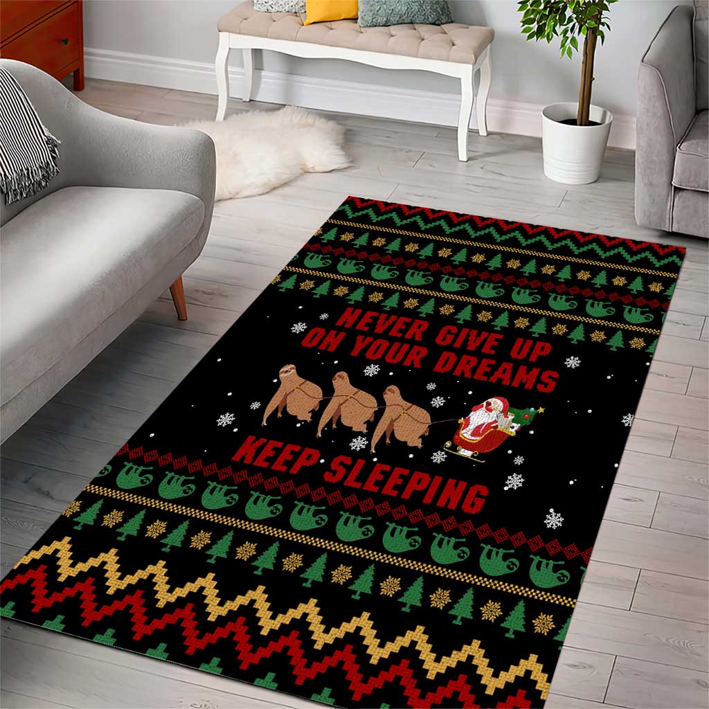 Sloth Keep Sleeping Christmas Area Rug Xmas Holiday Patterns - Wonder Print Shop