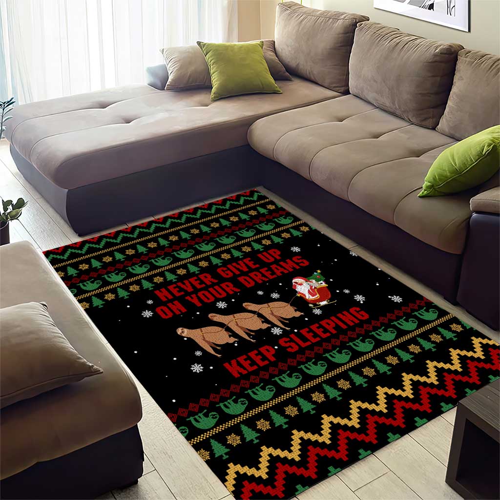 Sloth Keep Sleeping Christmas Area Rug Xmas Holiday Patterns - Wonder Print Shop
