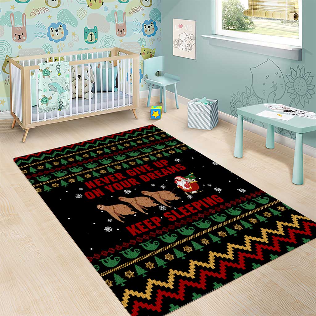 Sloth Keep Sleeping Christmas Area Rug Xmas Holiday Patterns - Wonder Print Shop