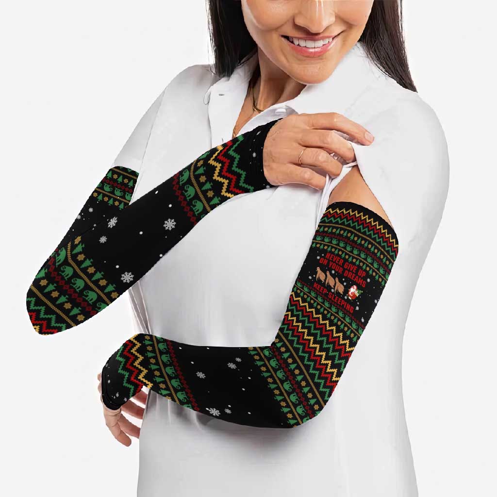 Sloth Keep Sleeping Christmas Arm Sleeves Xmas Holiday Patterns - Wonder Print Shop
