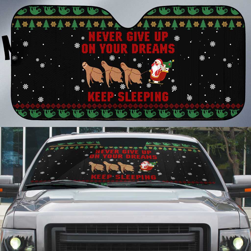 Sloth Keep Sleeping Christmas Auto Sun Shade Xmas Holiday Patterns - Wonder Print Shop