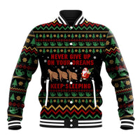 Sloth Keep Sleeping Christmas Baseball Jacket Xmas Holiday Patterns - Wonder Print Shop