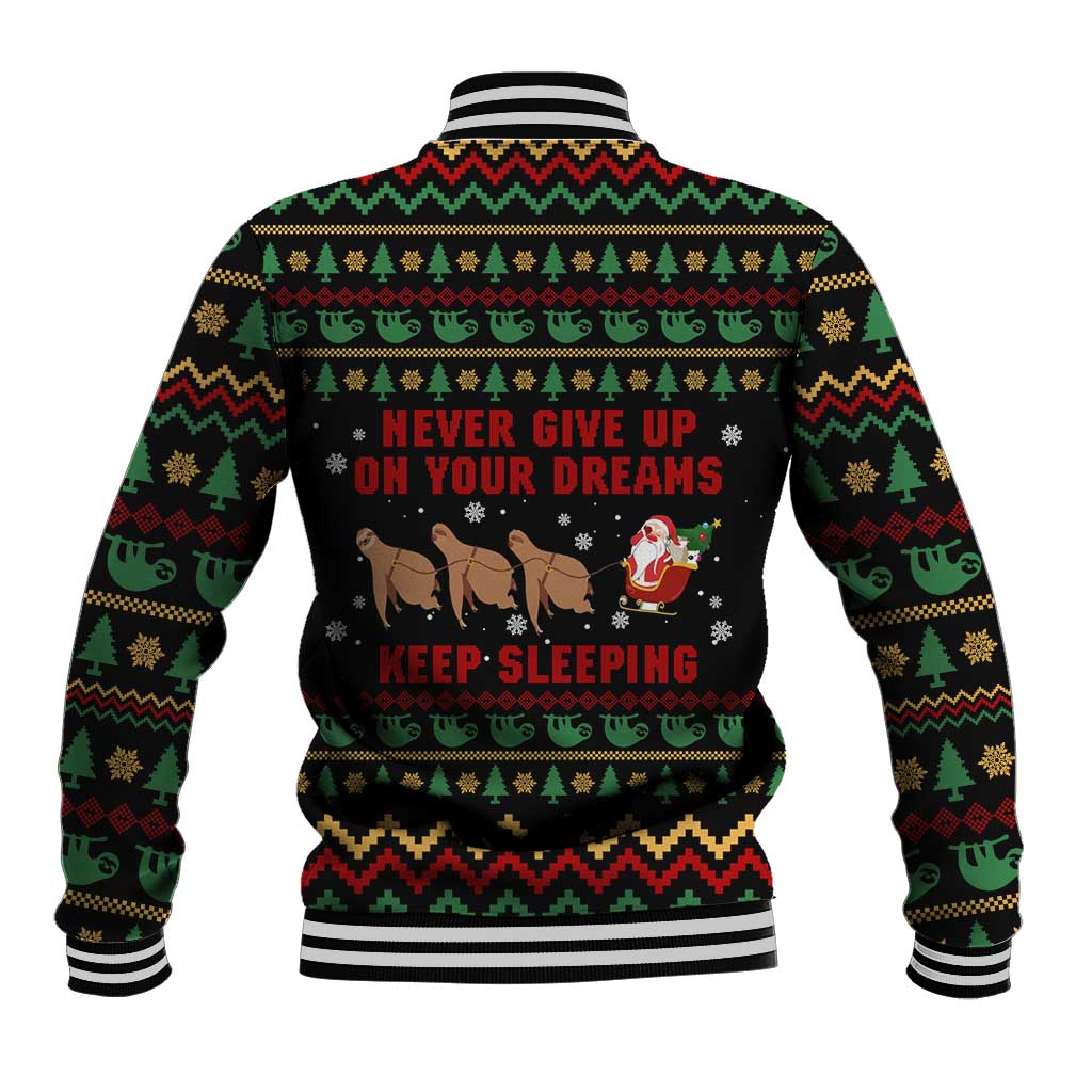 Sloth Keep Sleeping Christmas Baseball Jacket Xmas Holiday Patterns - Wonder Print Shop