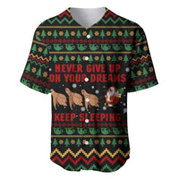 Sloth Keep Sleeping Christmas Baseball Jersey Xmas Holiday Patterns - Wonder Print Shop