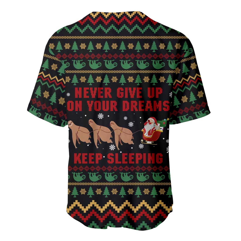 Sloth Keep Sleeping Christmas Baseball Jersey Xmas Holiday Patterns - Wonder Print Shop